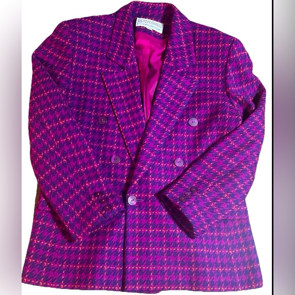 Vintage Pink and Purple Houndstooth Tweed Office Siren Legally Blonde‎ Skirt Set